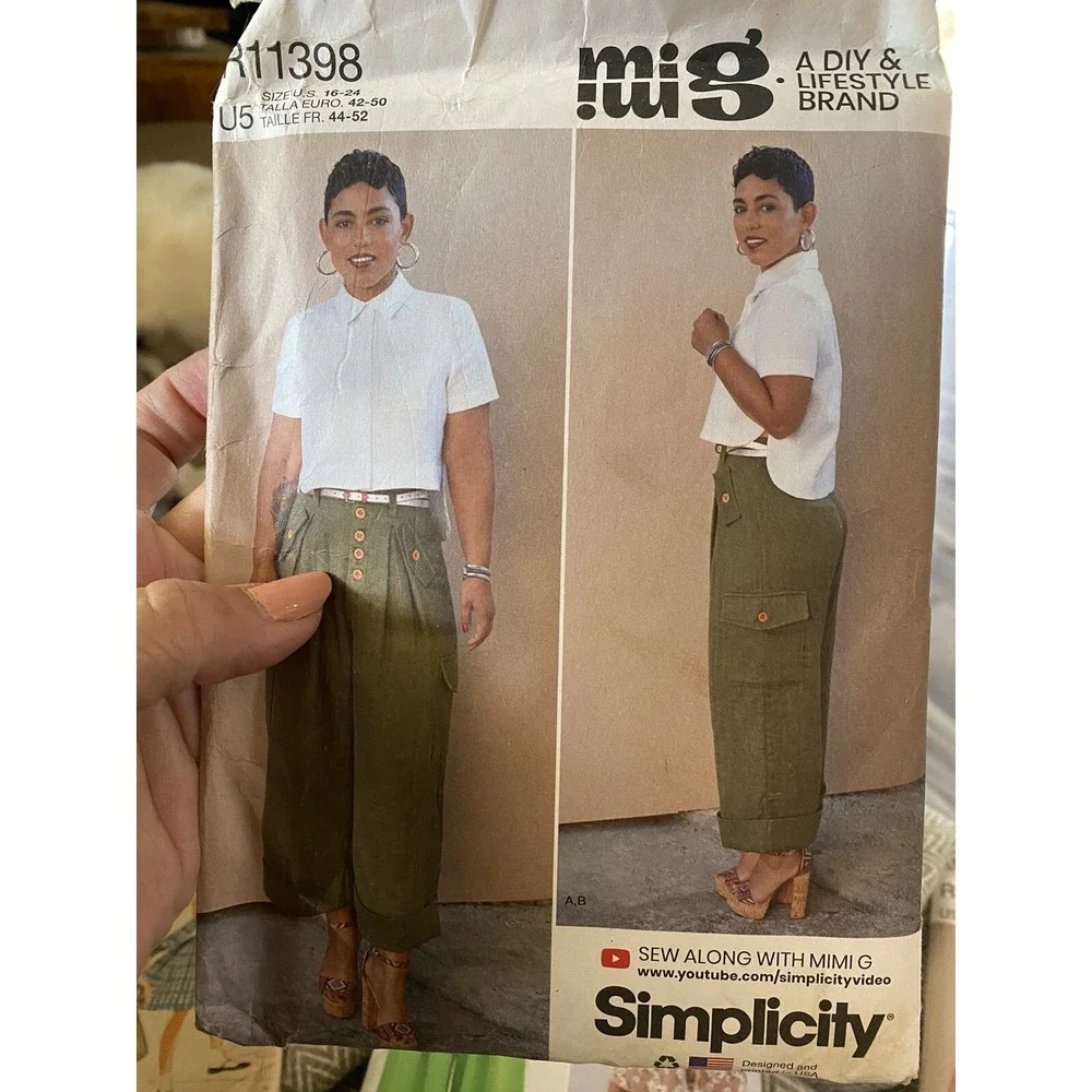Simplicity Mimi G Sewing Pattern R11398 Shirt Cargo Pants Size 16-24 Uncut